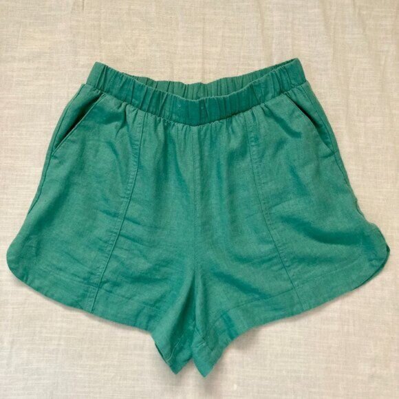 Excellent Condition, SZ S (see measurements) Linen Blend Shorts, Green - Picture 1 of 3
